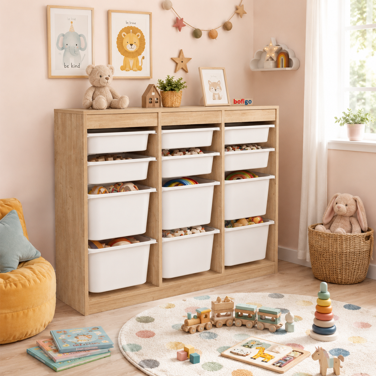 RESIGILAT - Dulap multifunctional cu 12 cosuri, pentru bucatarie, baie sau camera copilului, 132,1 x 29,7 x 95,4 cm