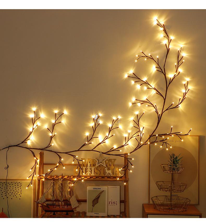 Ghirlanda luminoasa decorativa cu ramuri flexibile – 1.6 m, 72 LED-uri, telecomanda si alimentare USB