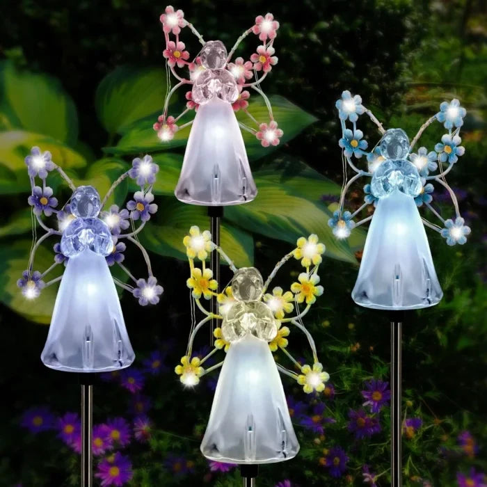 Set 2 Lampi Solare Decor Ingerascu Flori pentru Gradina Multicolor Lumina Calda - detaliu produs