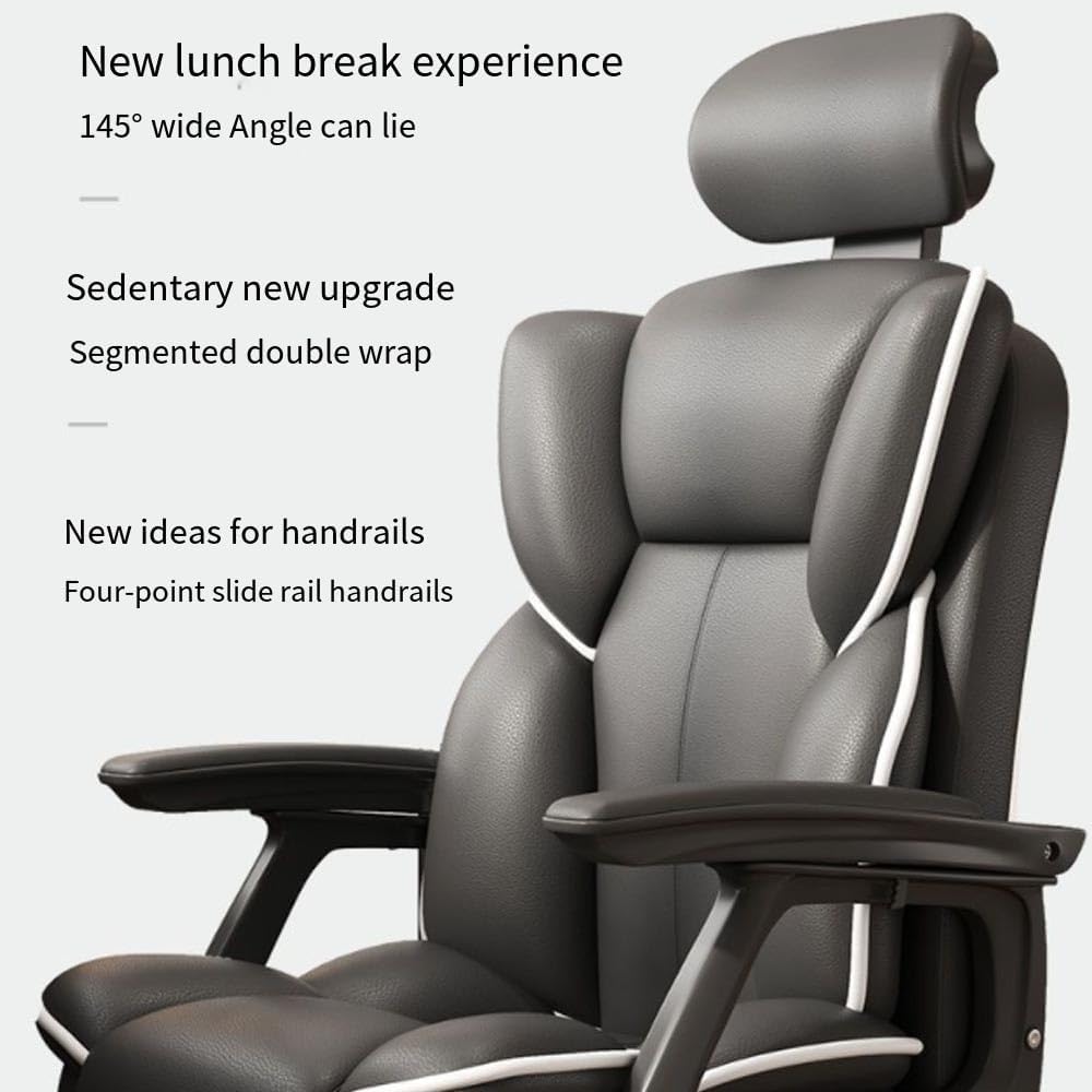 Scaun Ergonomic Directorial cu Suport Picioare Rabatabil Piele Ecologica - detaliu produs
