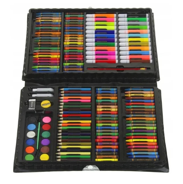 Set Pictura si Desen pentru Copii 168 Piese 24 Creioane Colorate 48 Cerate Pasteluri Acuarele Albastru - detaliu produs