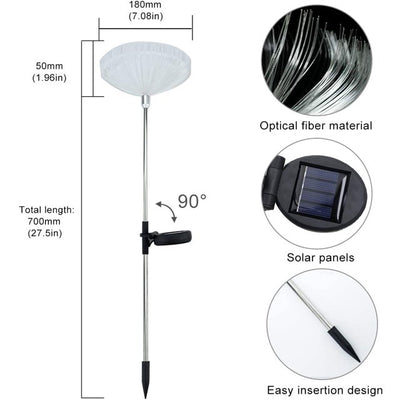 Set 2 x Lampa solara fibra optica RGB, 7 LED, model floare