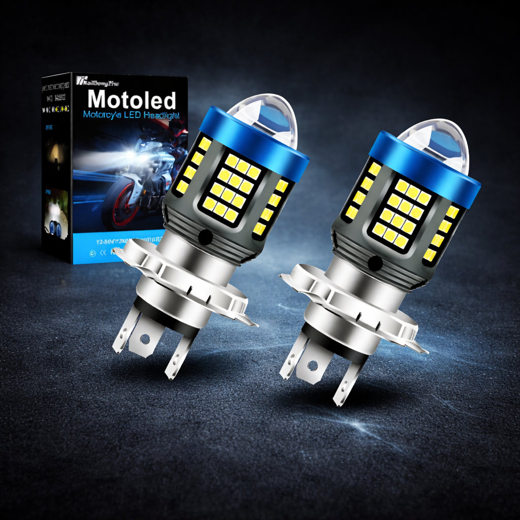 Bec Led H4 MOTO cu doua faze 3030 cu 61 LED SMD temperatura 6000k putere 160W 15000 lm
