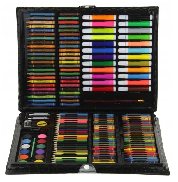 Set Pictura si Desen pentru Copii 168 Piese 24 Creioane Colorate 48 Cerate Pasteluri Acuarele Albastru - imagine principala