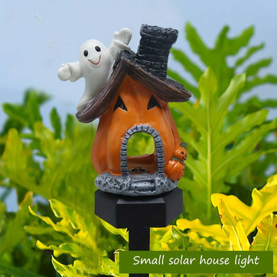 Decoratiune solara Pumpkin House pentru gradina, IP55, Halloween