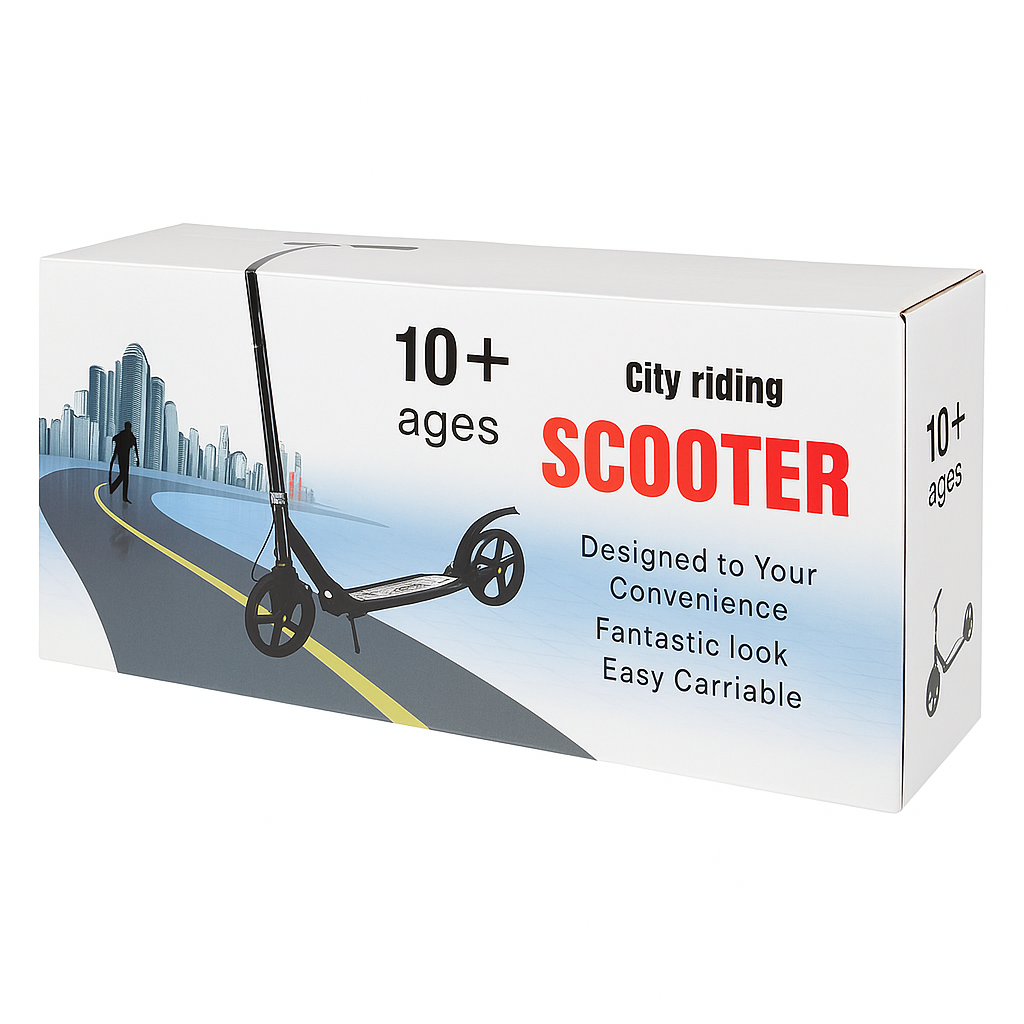 Trotineta pliabila pentru copii 10-16 ani, reglabila pe 3 inalțimi, roti mari din plastic și metal, 86x35x93/98/103 cm, Negru