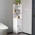Dulap vertical pentru baie, 3 polite, 2 sertare 100x24x24 cm, alb