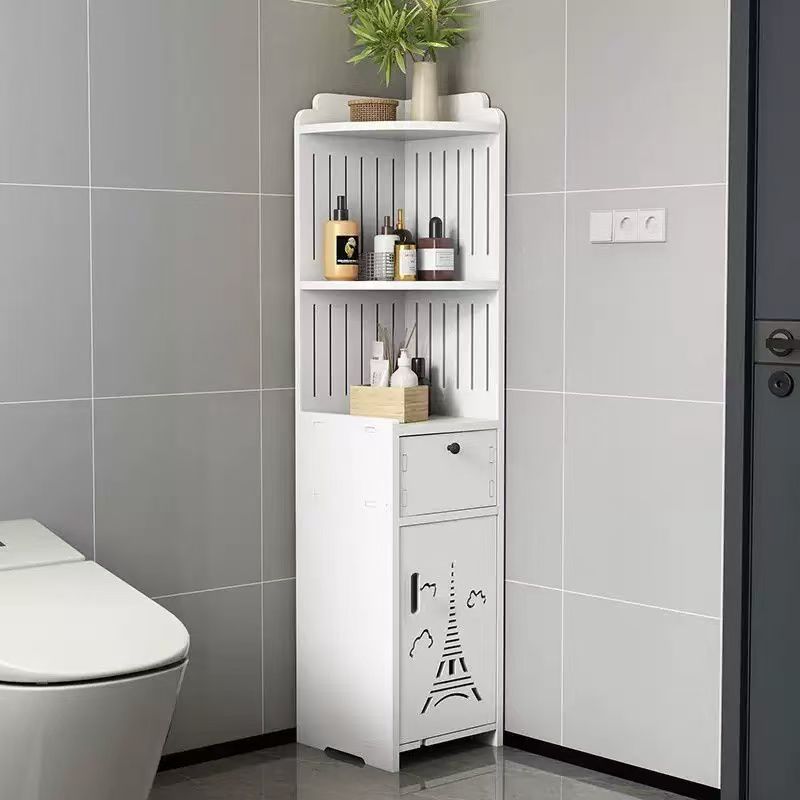 Dulap vertical pentru baie, 3 polite, 2 sertare 90x24x24 cm, alb