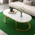 Masuta de cafea ovala, minimalista, design nordic, aspect marmura alba, 120 x 60 x 45 cm