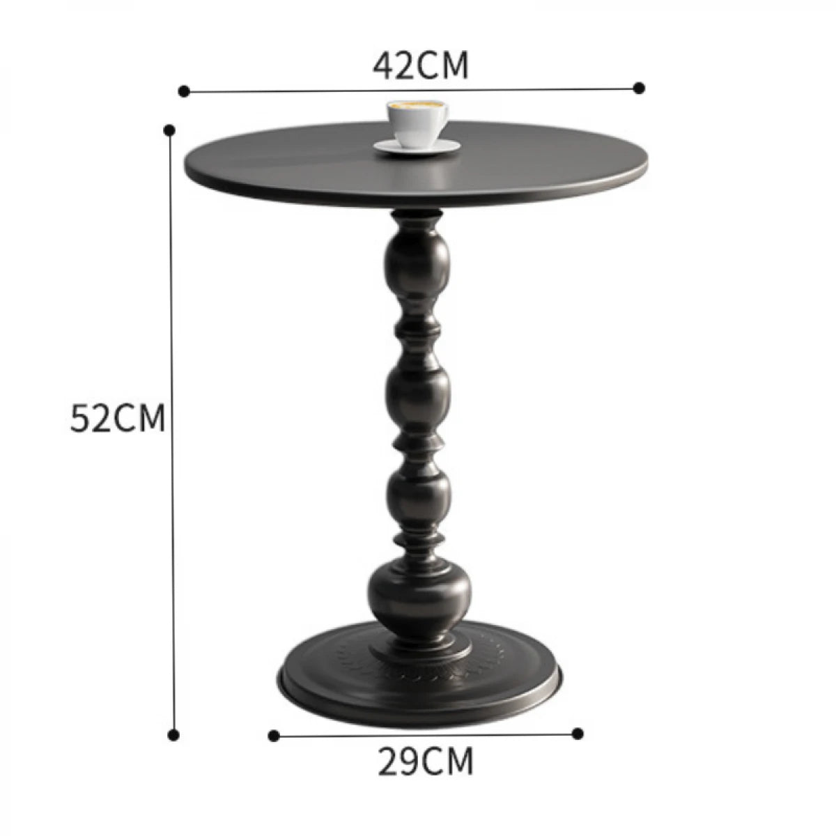 Masuta de cafea retro, fier, pentru living, dormitor sau balcon 52 x 38 cm, negru