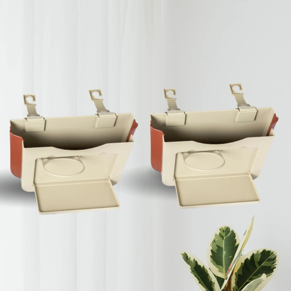 Set 2 organizatoare auto pliabile, montare la scaunul din spate, ABS, 25 x 16.2 x 3 cm