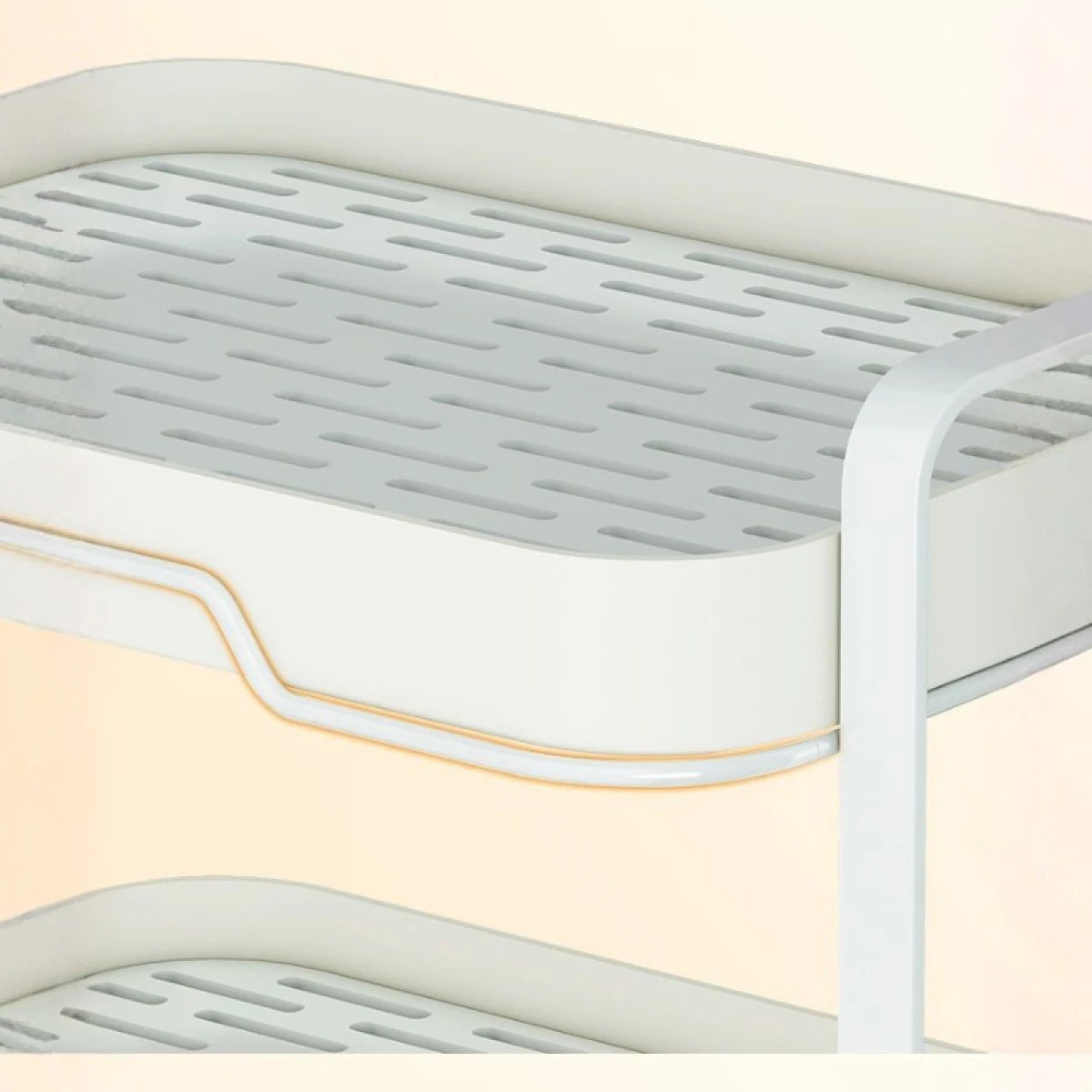 Suport cu 2 nivele pentru scurgerea paharelor, cadru metalic, 36.5 x 25.5 x 29 cm, alb