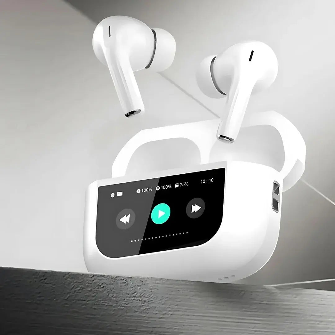 Casti wireless bluetooth A9 pro, cu Touch Screen si Anularea Zgomotului, Bluetooth 5.4,microfon HD, control tactil/touch, rezistente la apa