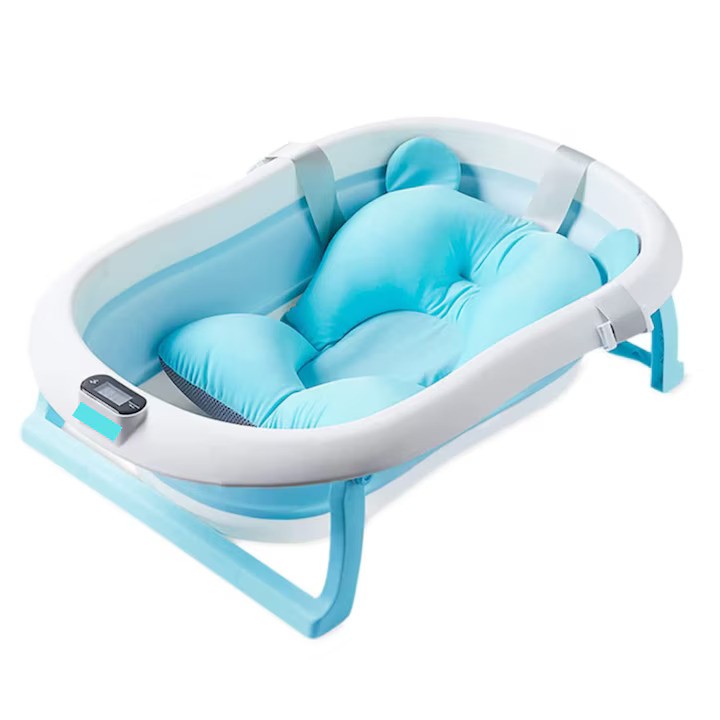 Cadita pliabila pentru bebelusi, cu suport pernuta, picioruse antiderapante