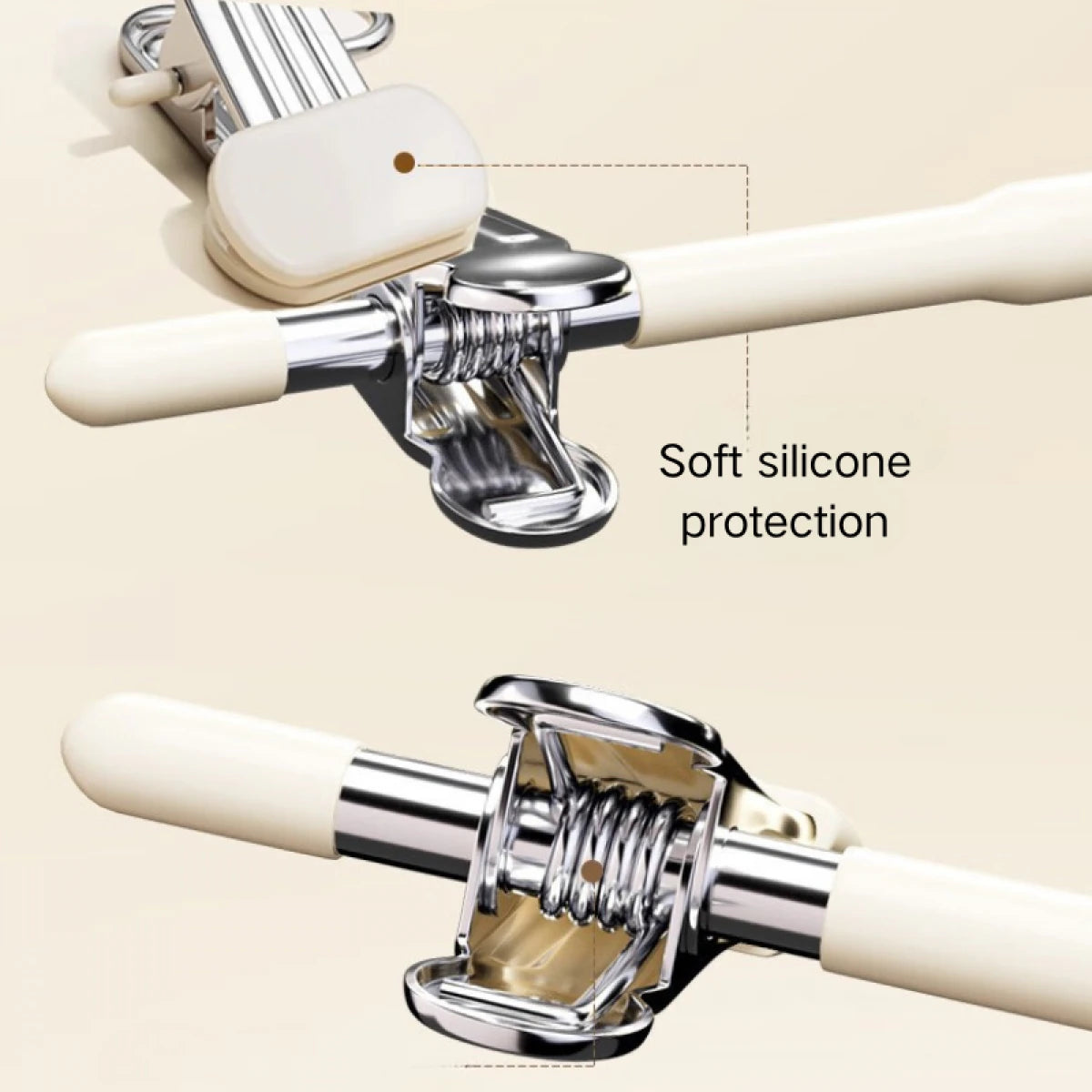 Set 10 umerase cu clips pentru pantaloni, otel, 31 x 13 cm, crem