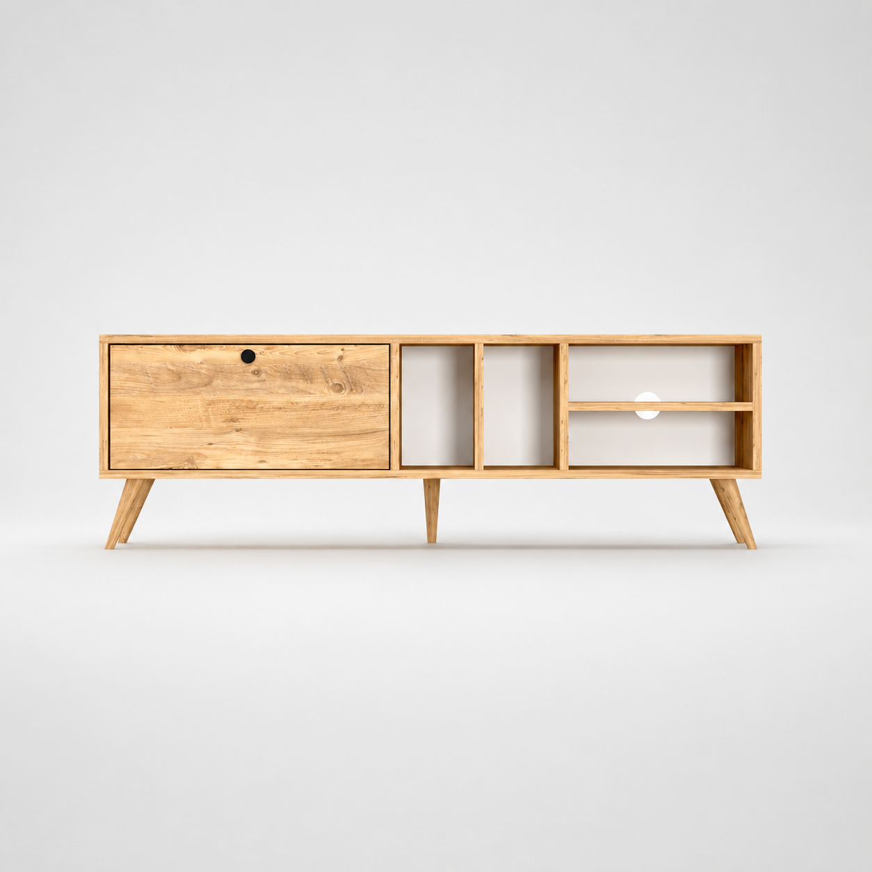 Comoda TV moderna cu rafturi, PAL E1 18 mm, 140 x 29,5 x 45 cm - imagine principala