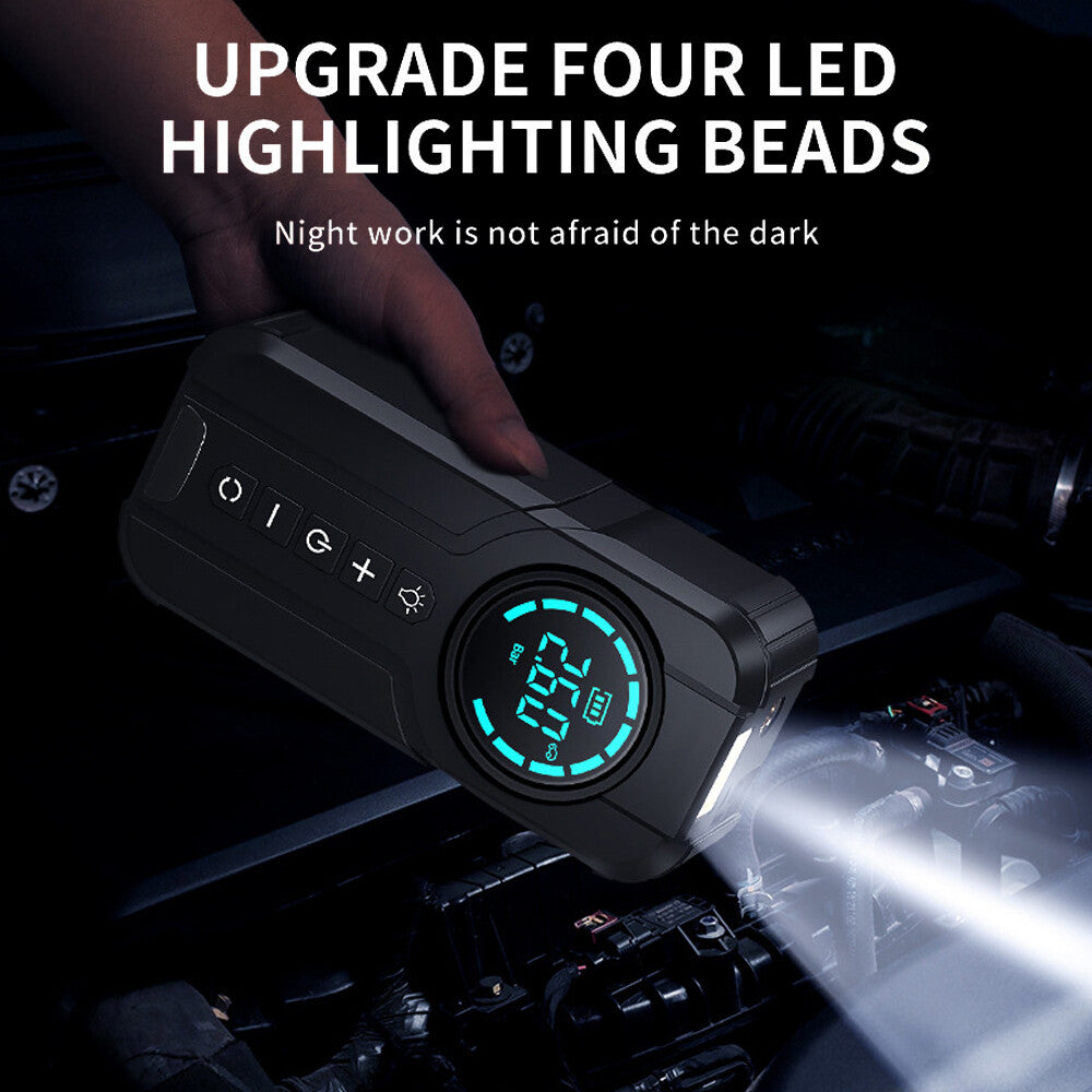 Compresor auto multifunctional 5 in 1 cu pornire urgenta, afisaj digital si baterie externa