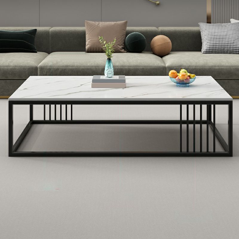 Masuta de cafea dreptunghiulara, minimalista, design nordic, aspect marmura alba, 120x60x43cm