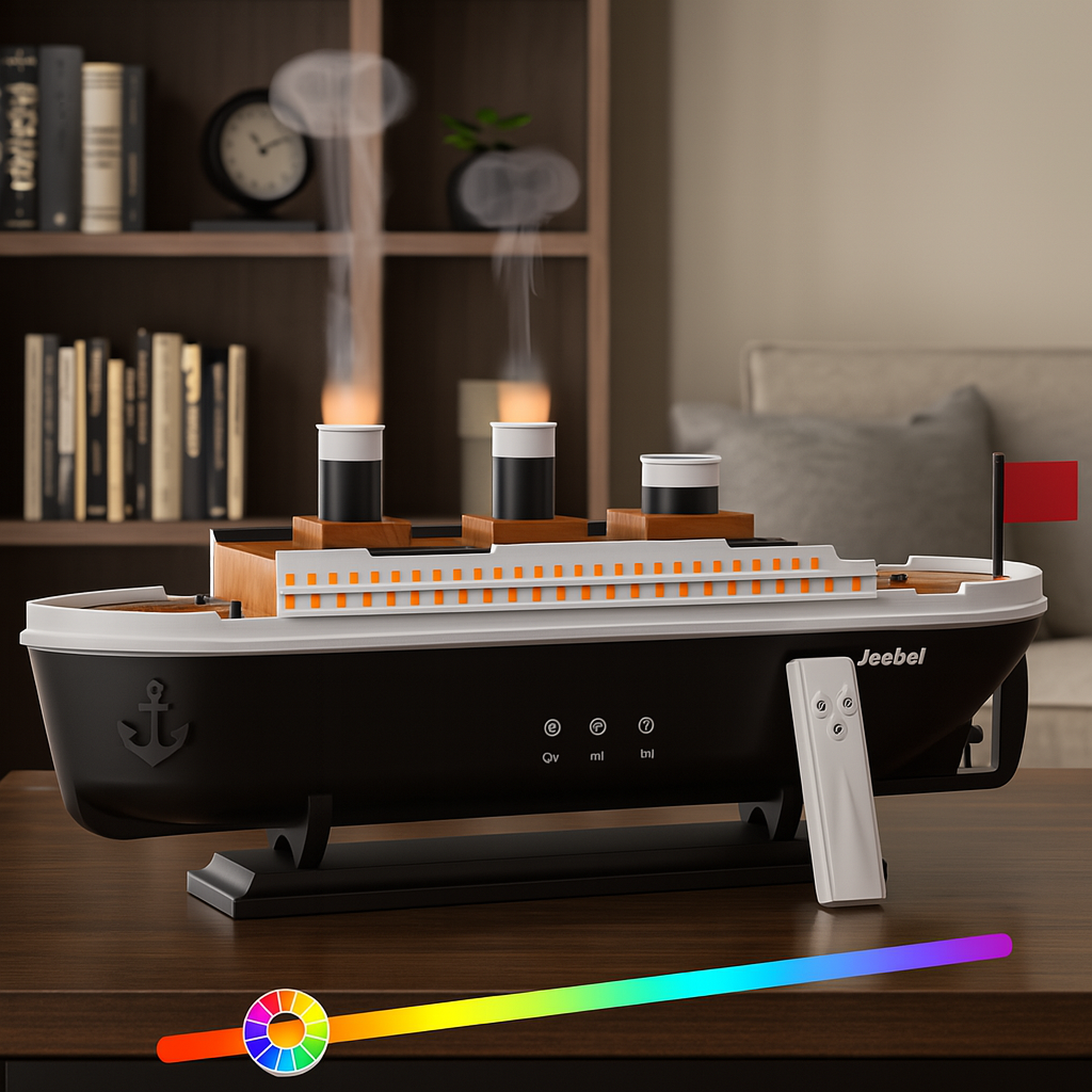 Umidificator de aer si difuzor, 6 lumini, capacitate 250 ML, functionare silentioasa, 2 moduri vaporizare, Negru