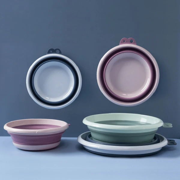 Set 2 ligheane pliabile (6L + 4L) cu suport autoadeziv pentru baie, voiaj, bebelus, compact, 39/35 cm