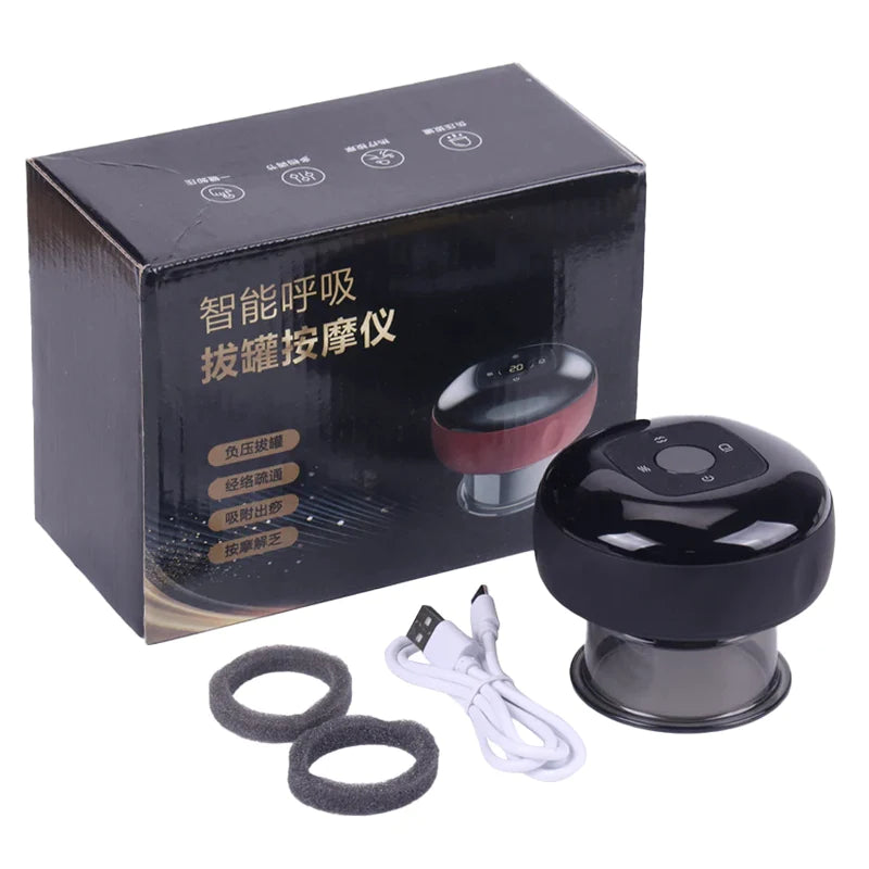 Aparat Masaj Vacuum Electric, cu afisaj electronic, imbunatateste circulatia sanguina, 12 niveluri Lumina Rosie si Presiune Negativa