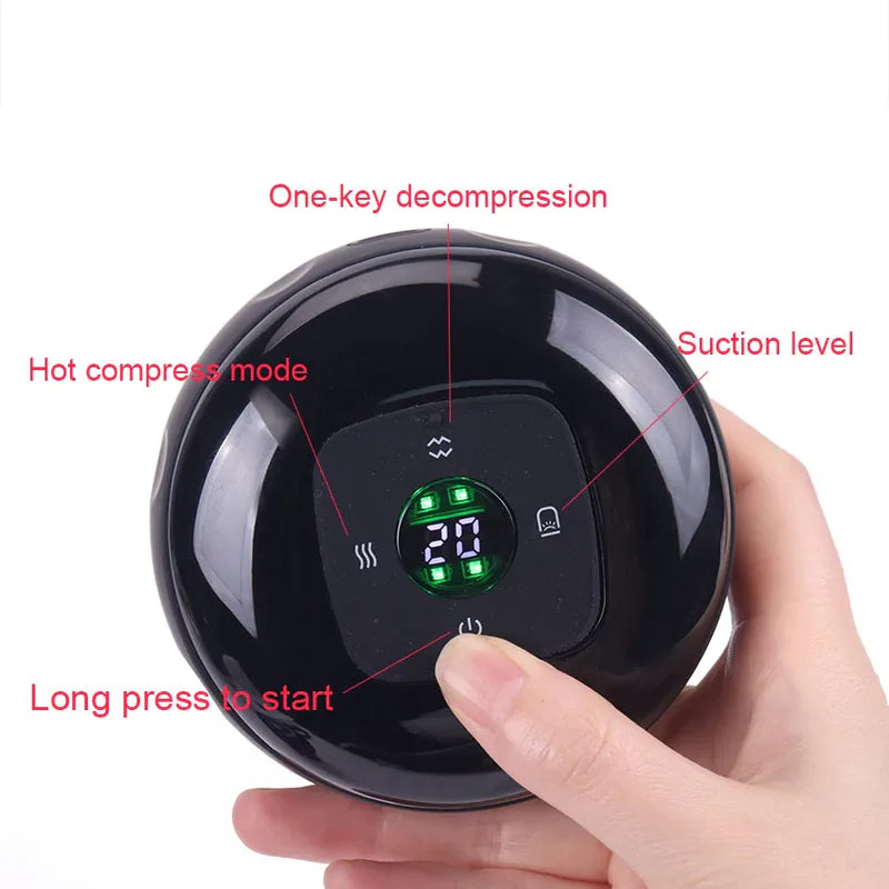 Aparat Masaj Vacuum Electric, cu afisaj electronic, imbunatateste circulatia sanguina, 12 niveluri Lumina Rosie si Presiune Negativa