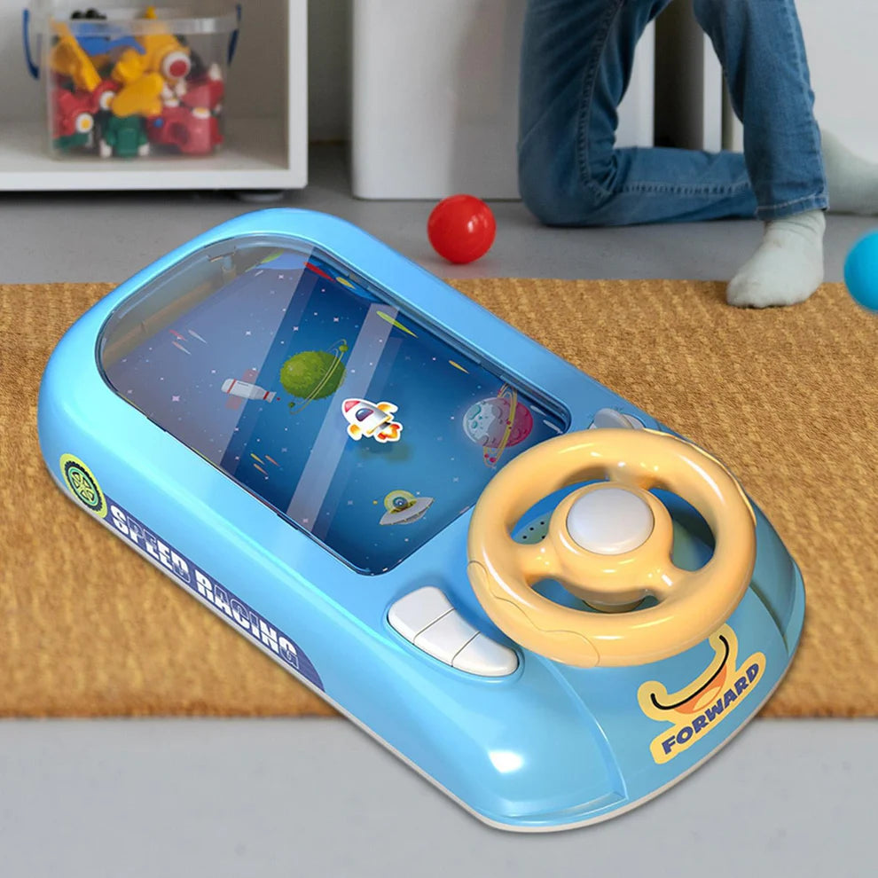 Jucarie Interactiva volan de condus cu circuit curse, sunete si functii, alimentare USB, pentru Copii 3-6 Ani