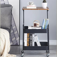 Masuta portabila pentru cafea, otel carbon, 2 polite si cu o masa de lucru, 79 x 43 x 30 cm - imagine 6