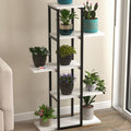Suport flori Papatya multifunctional, etajera decorativa pentru ghivece si obiecte 40 x 120 cm, cadru metalic negru + rafturi PAL melaminat 18 mm, ideal pentru living balcon sau birou, stil industrial modern