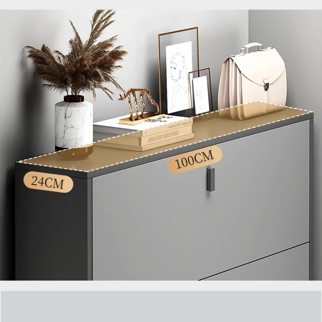 RESIGILAT - Pantofar modern cu 3 Uși – Gri, 50/80 x 17 x 120 cm