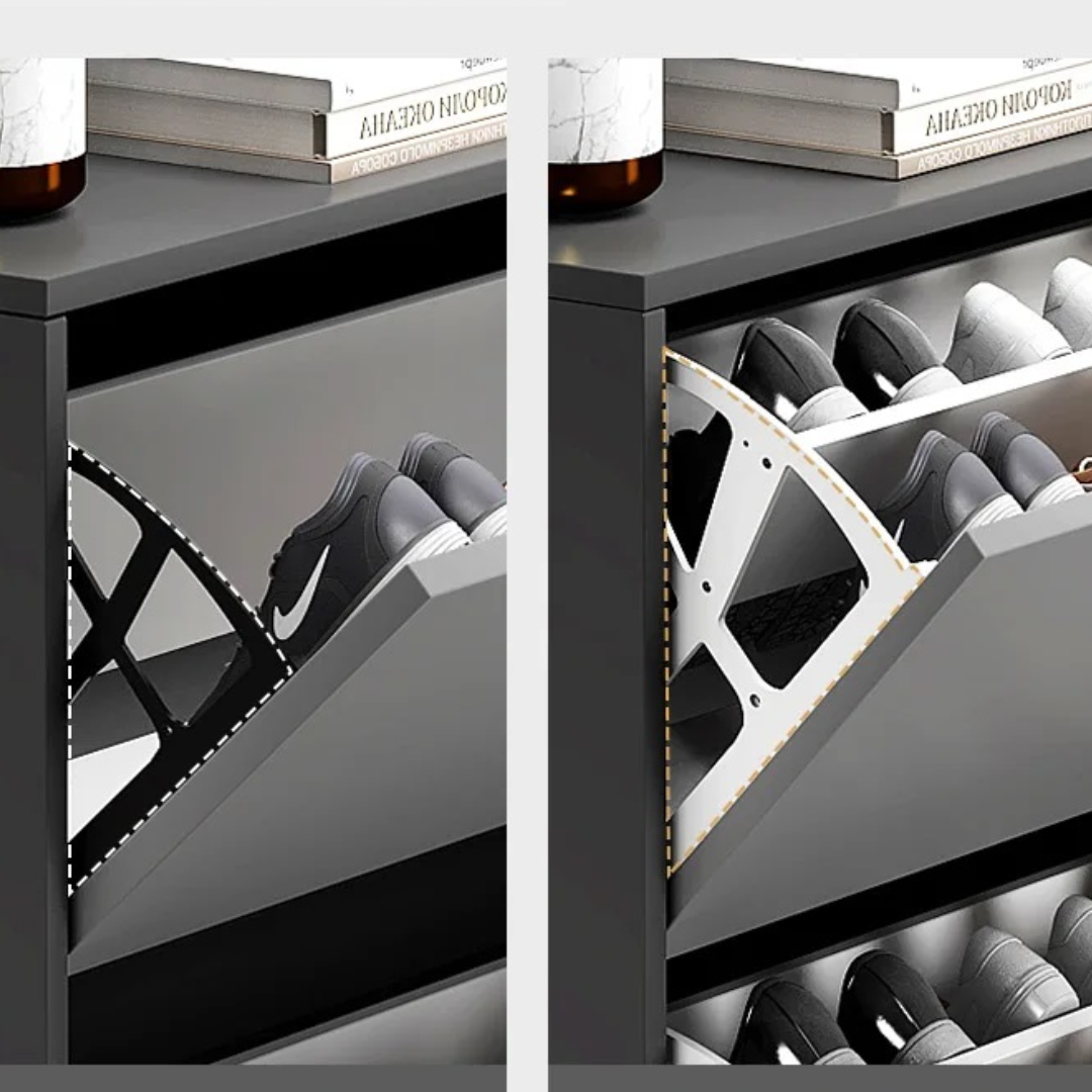 RESIGILAT - Pantofar modern cu 3 Uși – Gri, 50/80 x 17 x 120 cm