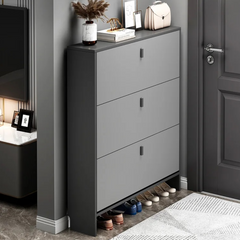 RESIGILAT - Pantofar modern cu 3 Uși – Gri, 50/80 x 17 x 120 cm