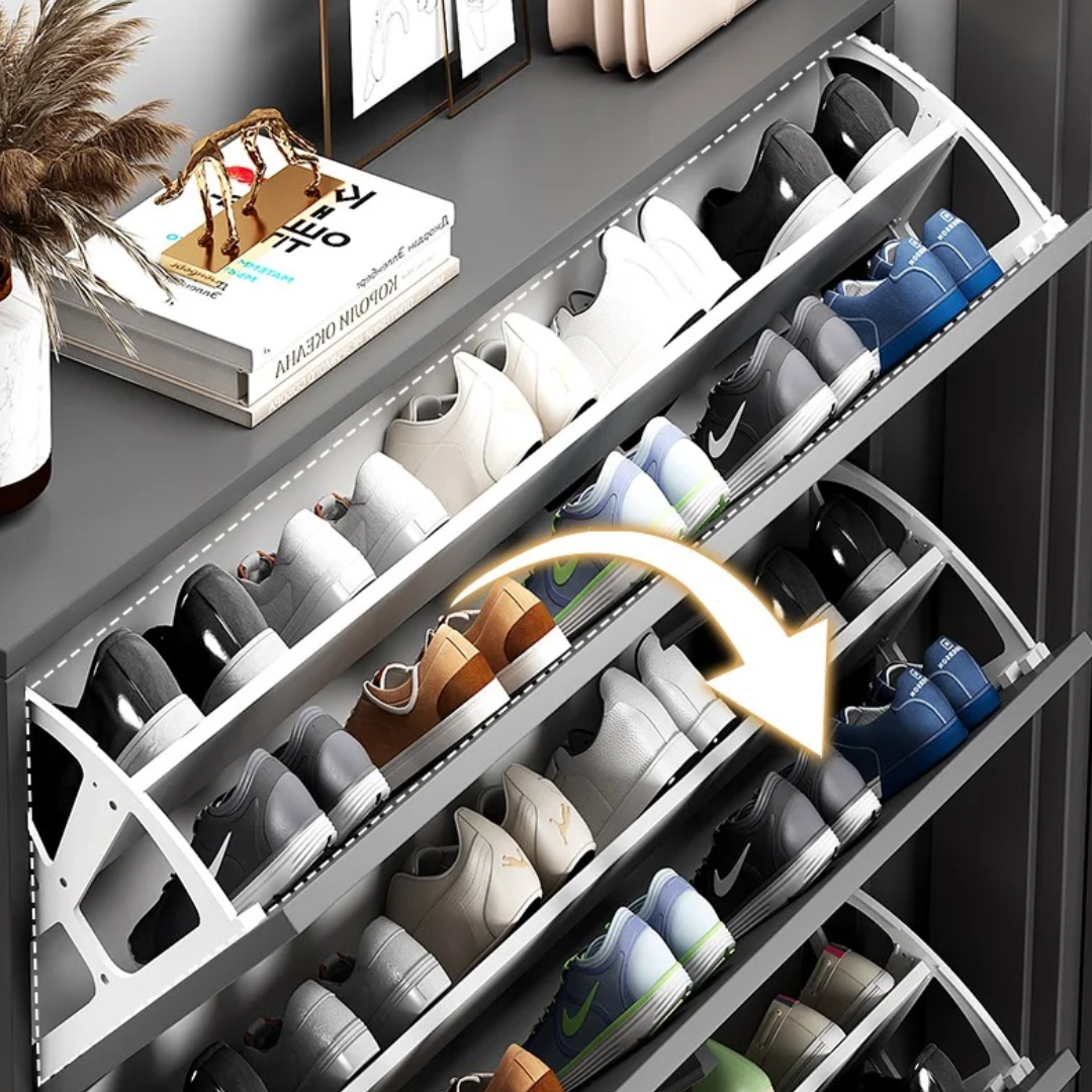 RESIGILAT - Pantofar modern cu 3 Uși – Gri, 50/80 x 17 x 120 cm