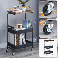 Masuta portabila pentru cafea, otel carbon, 2 polite si cu o masa de lucru, 79 x 43 x 30 cm - imagine 7