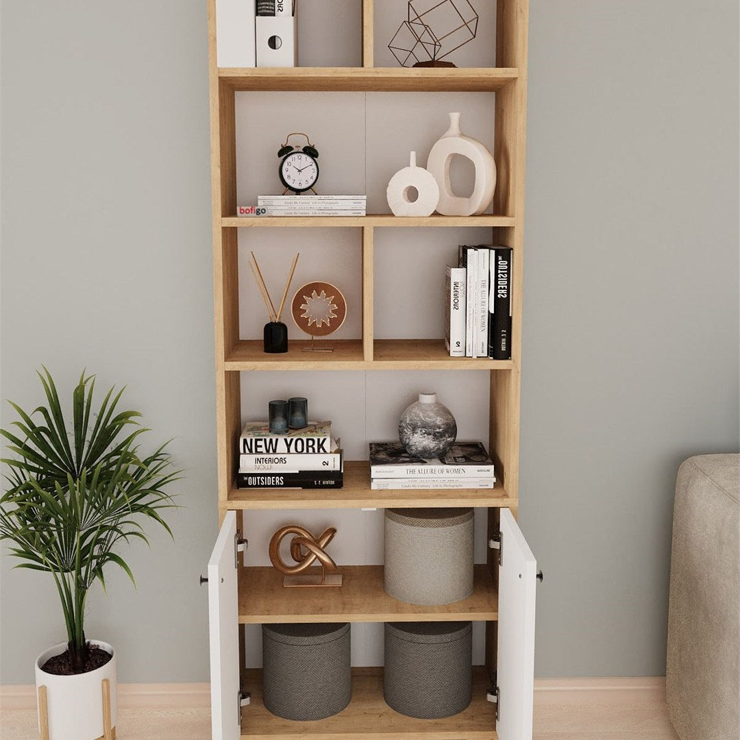 Biblioteca Inalta cu Rafturi pentru Living si Birou, PAL 18 mm, 64 x 30 x 187 cm