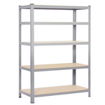 RESIGILAT - Raft metalic cu 5 polite, cadru otel galvanizat, polita MDF, 175kg/polita