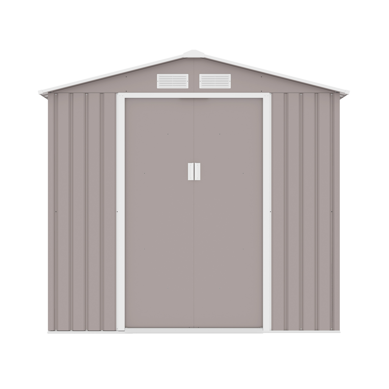 Casuta / magazie de gradina premium metalica, MESTERINO Archer-B Gri cald, dimensiuni 213x195x195 cm cu baza metalica