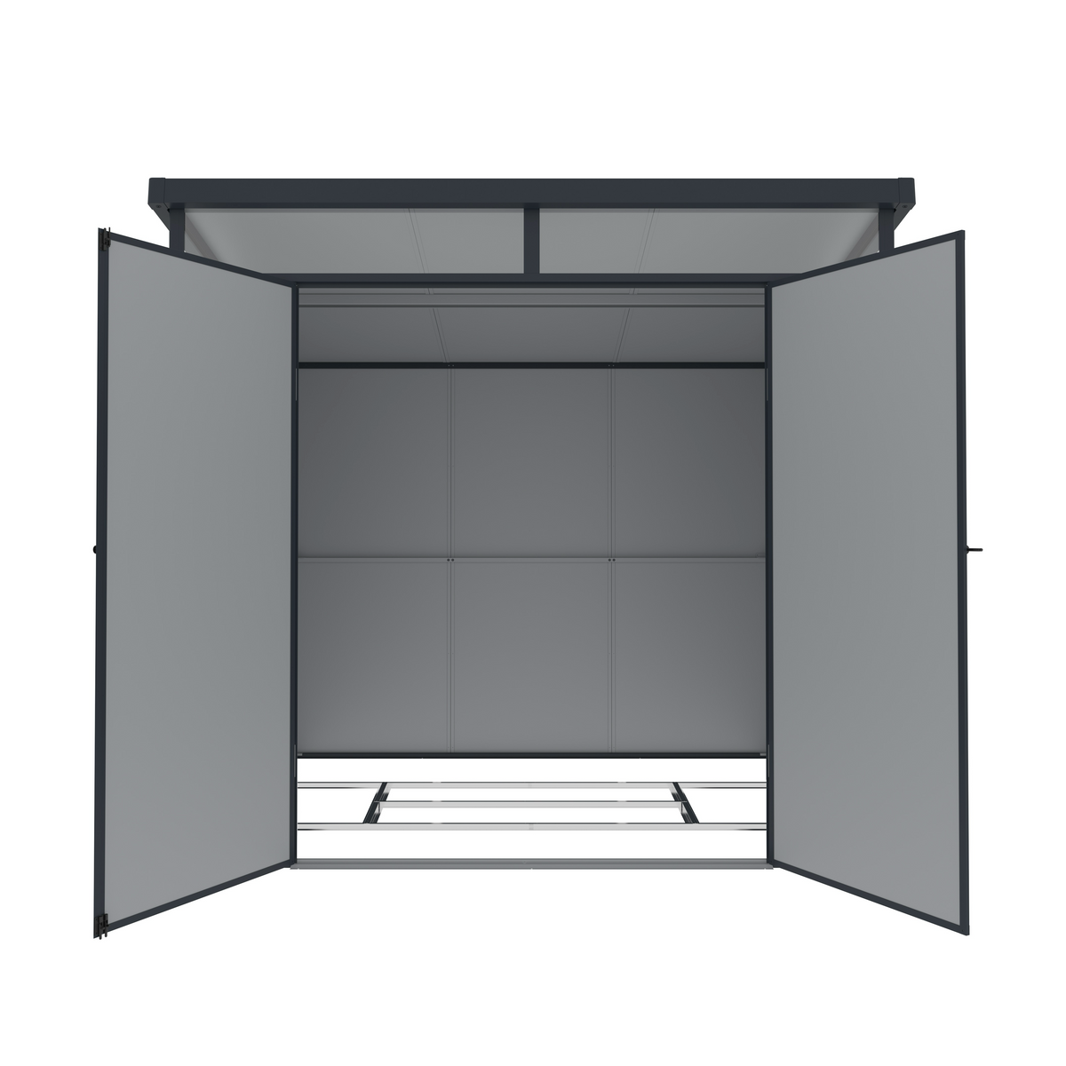 Casuta / magazie de gradina premium din material plastic, KLUGMEISTER Toya B Gri, dimensiuni 238x191x215 cm, cu baza metalica