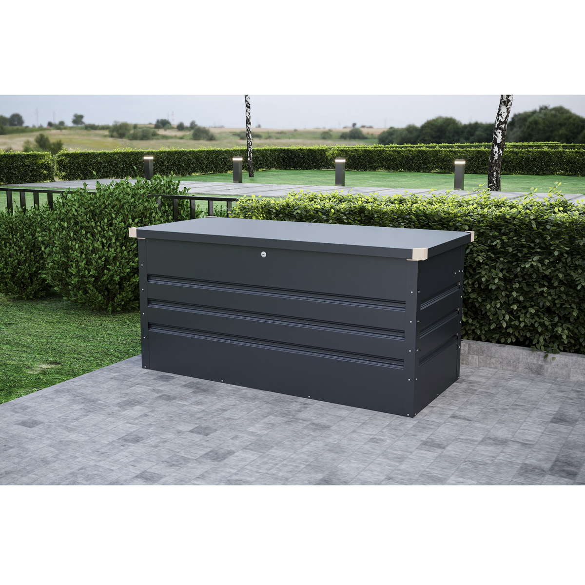 Lada pentru depozitare gradina metalica, KLUGMEISTER Max B, dimensiuni 132x61x62 cm, culoare Gri