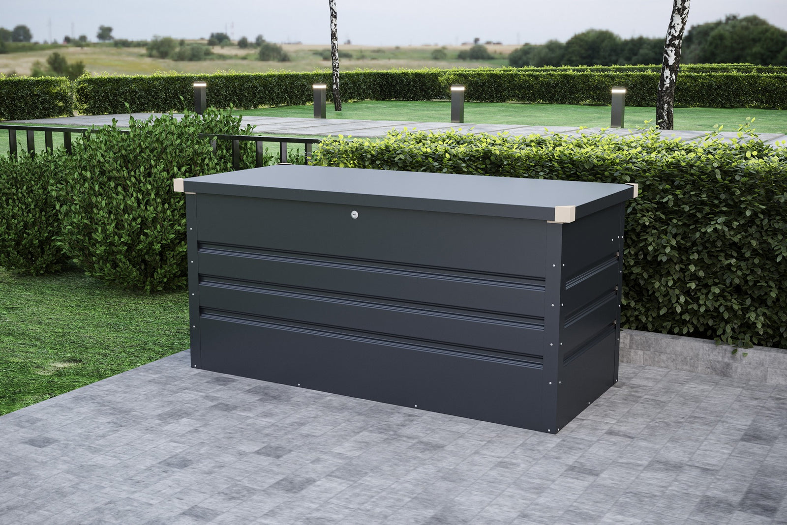 Lada pentru depozitare gradina metalica, KLUGMEISTER Max B, dimensiuni 132x61x62 cm, culoare Gri