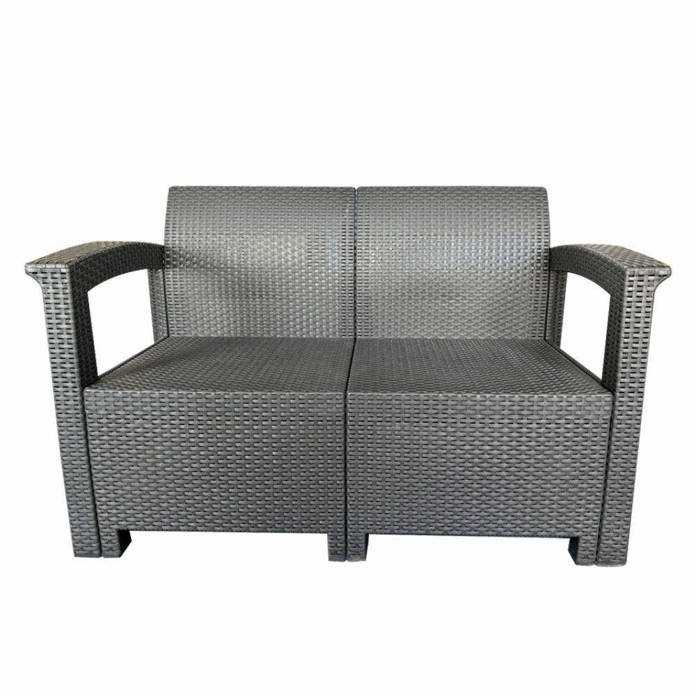 Set mobilier terasa/gradina tip ratan KLUGMEISTER KJF3132, canapea + doua fotolii + masa, culoare gri