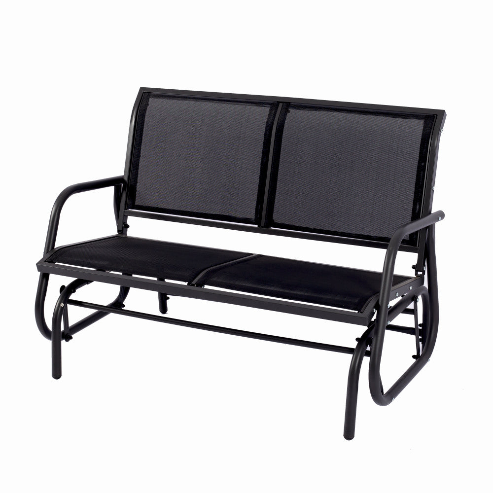 Banca pentru terasa/gradina din otel si plasa KLUGMEISTER KJF2379, dimensiuni 120x71x86 cm, culoare neagra