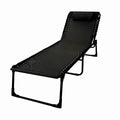 Sezlong pliabil din otel 189x59x34 cm din otel si fir textilene MESTERINO KJF3797, culoare neagra