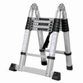 Scara telescopica din aluminiu cu balama MESTERINO TOOLS JL-102-2X1.9, 1.9+1.9 metri, 2x6 trepte, greutate maxima 150 kg