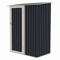 Casuta / magazie de gradina premium metalica, MESTERINO Joy-A, Gri/Bej, dimensiuni 143x89x186 cm, cu usa cu balama si baza metalica