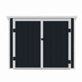 Casuta / magazie de gradina premium, panel plastic si ranforsare metal, MESTERINO Colin-A, Gri/Bej, dimensiuni 199x90x149 cm, usi cu balama, baza metalica