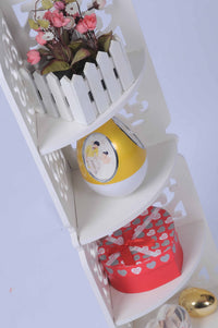 Etajera de colt decorativa cu 4 polite, 80x30 cm - imagine 3