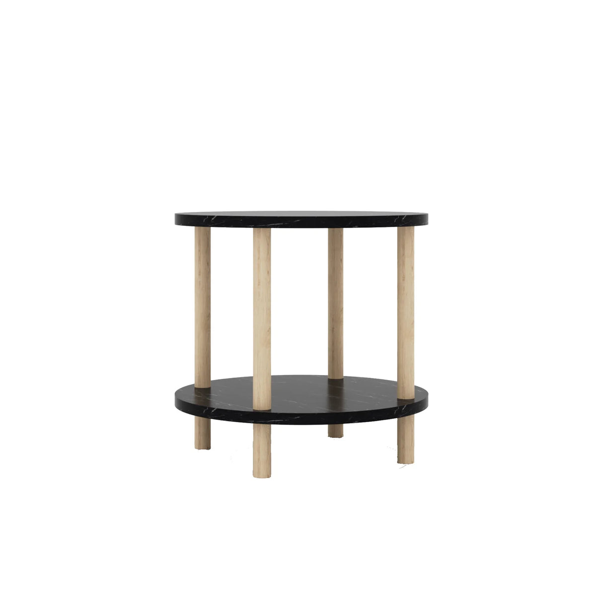 Masuta Cafea Rotunda Lemn Picioare Metalice Design Modern Gri Antracit - imagine principala