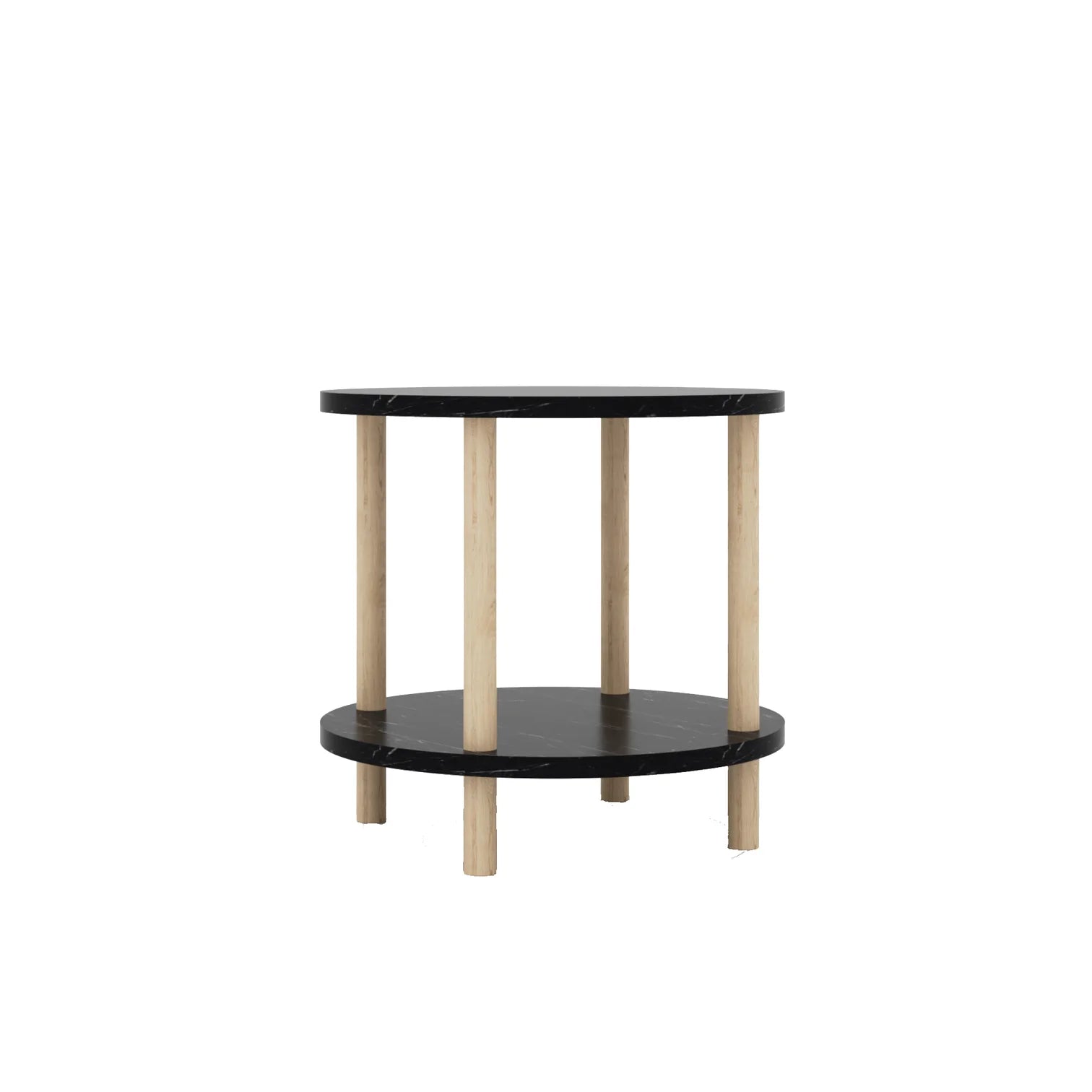 Masuta Cafea Rotunda Lemn Picioare Metalice Design Modern Gri Antracit - imagine principala