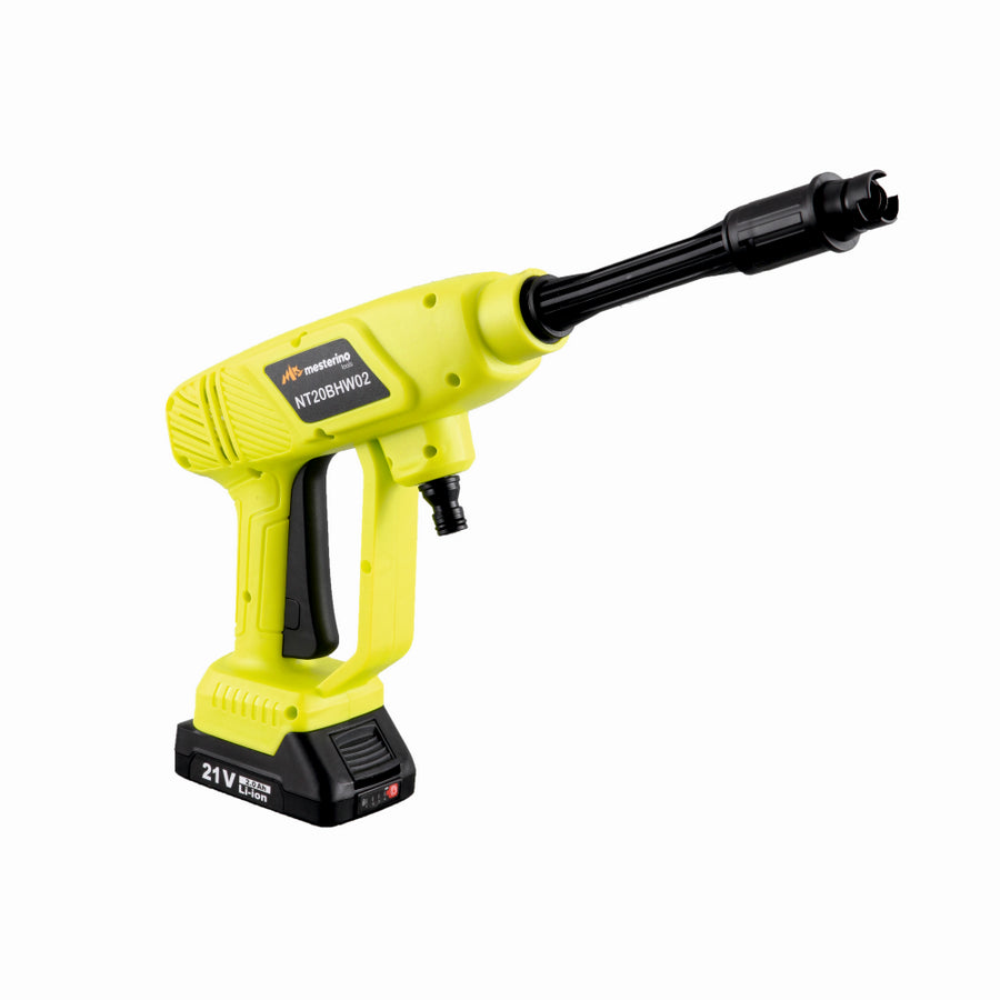 Aparat de spalat cu presiune pe acumulator MESTERINO TOOLS NT20BHW02, putere 300W, debit 5 L/min, presiune 24 bari, acumulator 2A / 21V, lungime furtun 5 m